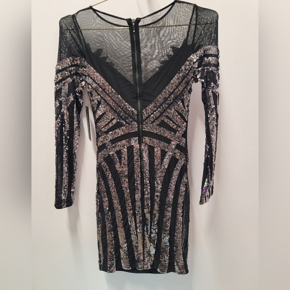 Guess by Marciano black silver sequined dress Xs - Picture 3 of 4